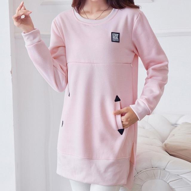 Loose Pregnant Sweater Shirt With Pockets